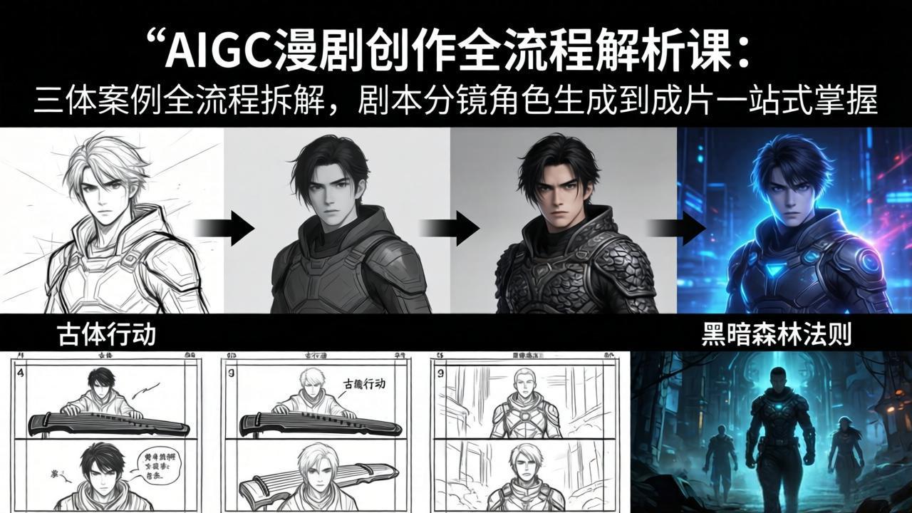 AIGC漫剧创作全流程解析课：三体案例全流程拆解，剧本分镜角色生成到成片一站式掌握-创学资源站