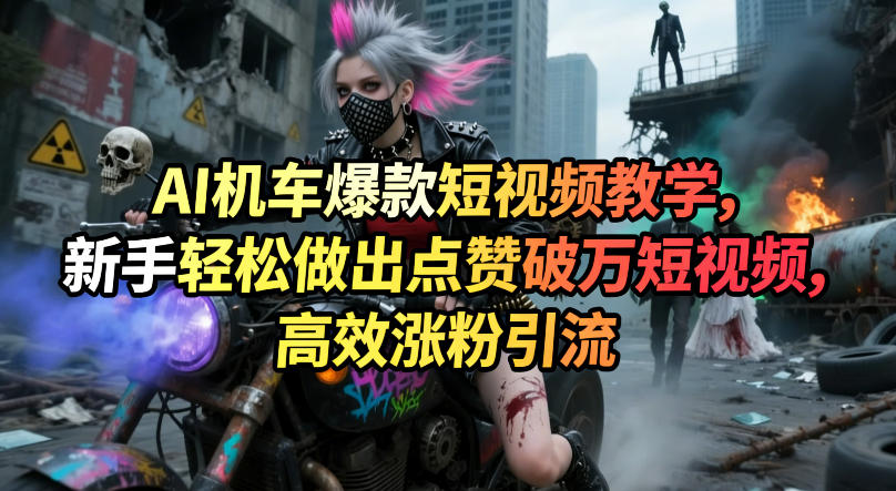 AI机车爆款短视频教学,新手轻松做出点赞破万短视频,高效涨粉引流-创学资源站
