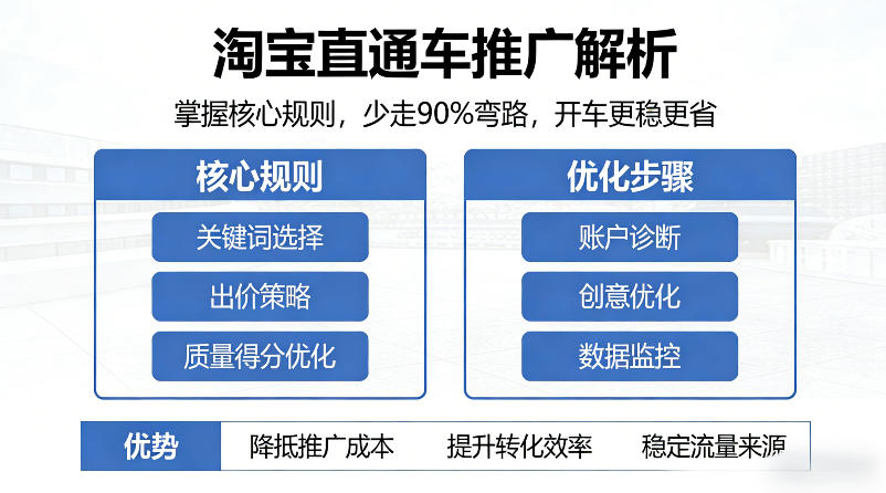淘宝直通车推广解析,掌握核心规则,少走90%弯路,开车更稳更省-创学资源站