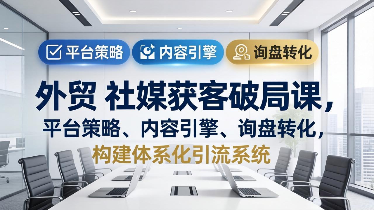 外贸 社媒获客破局课,平台策略、内容引擎、询盘转化,构建体系化引流系统(更新26年3月-创学资源站
