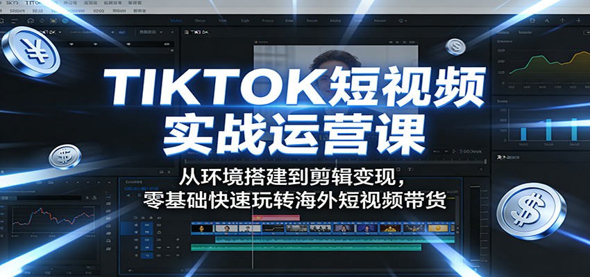TIKTOK短视频实战运营课：从环境搭建到剪辑变现，零基础快速玩转海外短视频带货-创学资源站