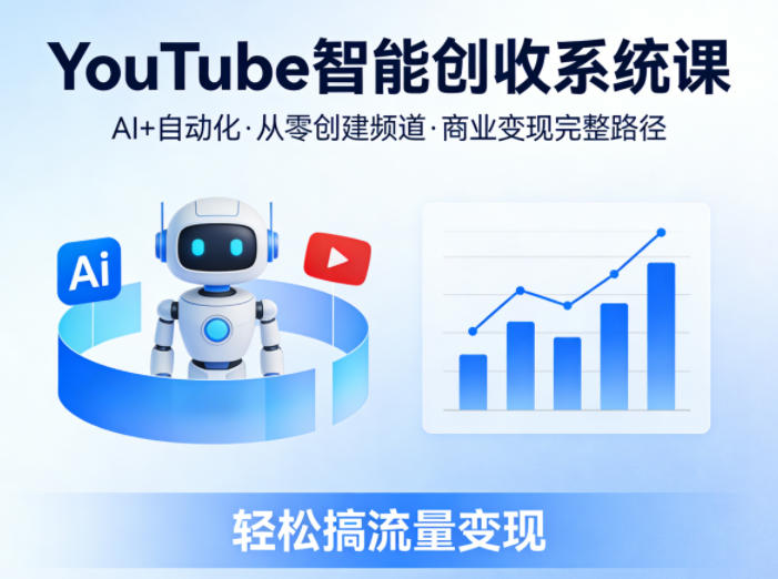 YouTube智能创收系统课,AI+自动化,从零创建YouTube频道并实现商业变现的完整路径,轻松搞流量变现-创学资源站