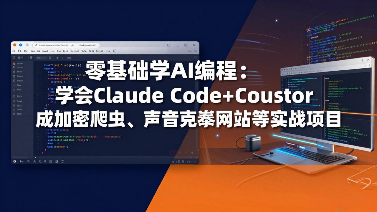 零基础学AI编程：学会Claude Code+Cursor完成加密爬虫、声音克隆网站等实战项目-创学资源站