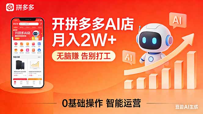 开一家拼多多AI店，月入2W+，无脑赚，告别打工，附SOP手册-创学资源站