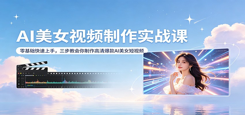 AI美女视频制作实战课：零基础快速上手，三步教会你制作高清爆款AI美女短视频-创学资源站