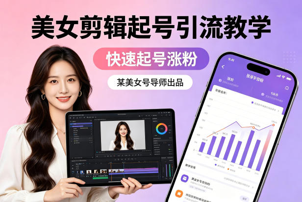 某美女号导师出品：美女剪辑起号引流教学，快速起号涨粉-创学资源站