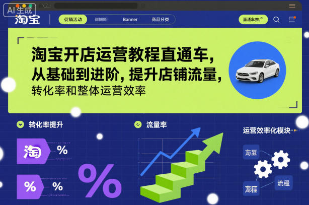 淘宝开店运营教程直通车，从基础到进阶，提升店铺流量，转化率和整体运营效率(更新26年4月10日)-创学资源站