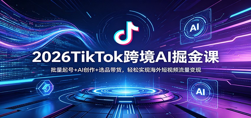 2026TikTok跨境AI掘金课：批量起号+AI创作+选品带货，轻松实现海外短视频流量变现-创学资源站