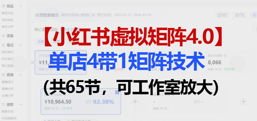 小红书虚拟矩阵4.0技术：单店4带1矩阵(共65节，可工作室放大)-创学资源站