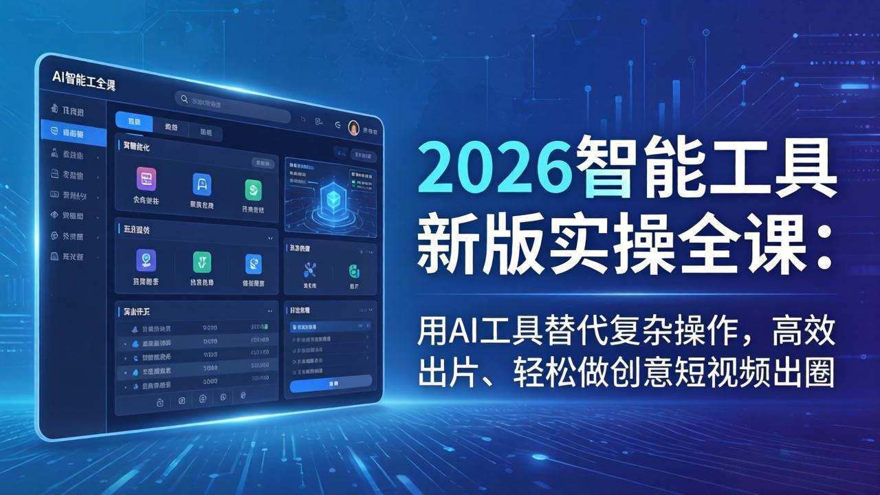 2026智能工具新版实操全课：用AI工具替代复杂操作，高效出片、轻松做创意短视频出圈-创学资源站