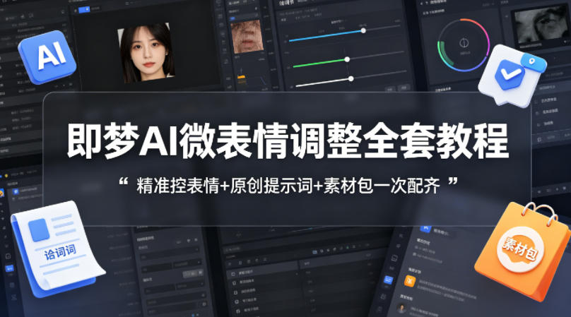即梦AI微表情调整全套教程，精准控表情+原创提示词+素材包一次配齐-创学资源站