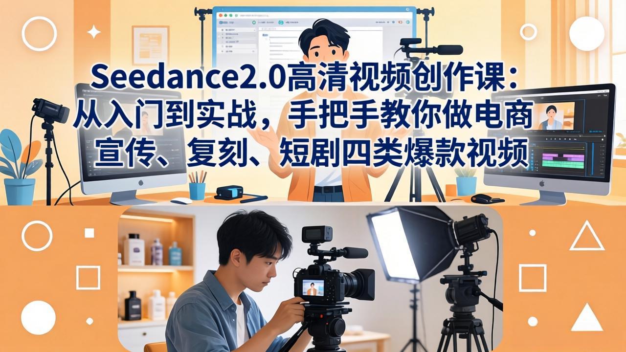 Seedance2.0高清视频创作课：从入门到实战，手把手教你做电商、宣传、复刻、短剧四类爆款视频-创学资源站