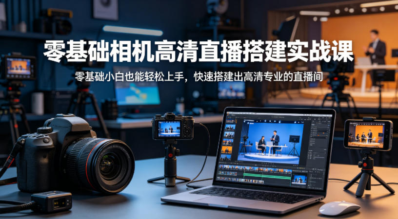零基础相机高清直播间搭建实战课，小白也能轻松上手，快速搭建出高清专业的直播间-创学资源站