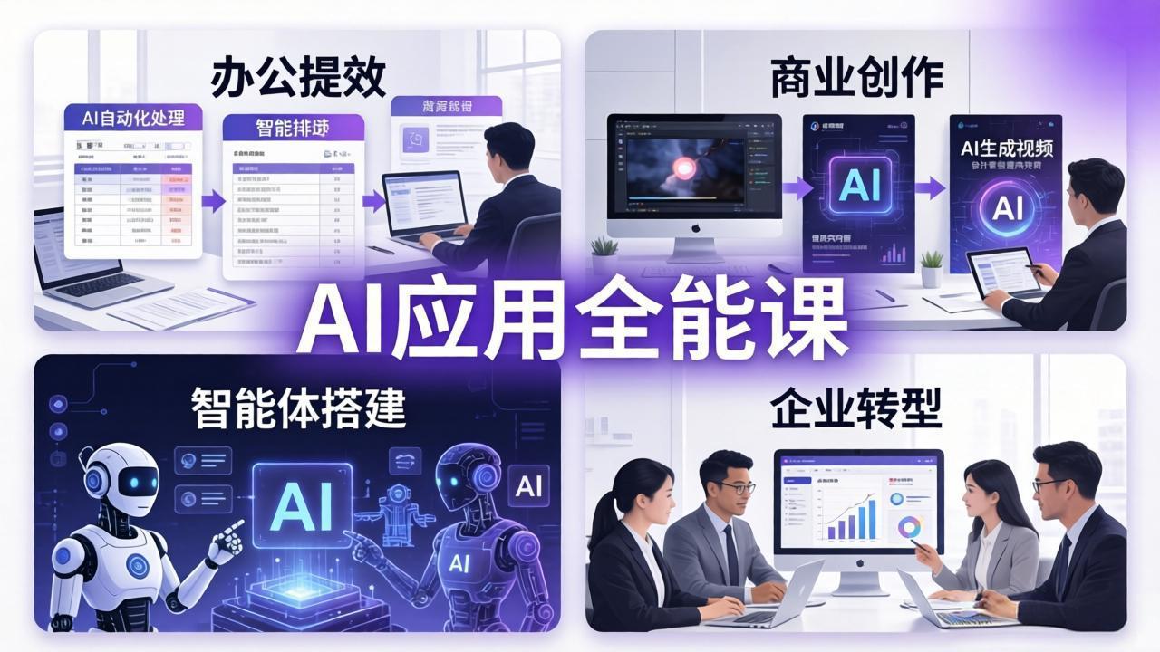 AIGC 应用师全能课-更新：办公提效、商业创作、智能体搭建、企业转型，一站式学会AI应用-创学资源站