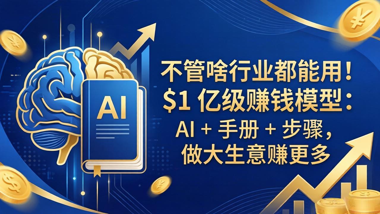 不管啥行业都能用！$1 亿级赚钱模型：AI + 手册 + 步骤，做大生意赚更多-创学资源站