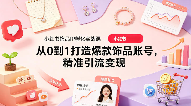 小红书饰品IP孵化实战课｜从0到1打造爆款饰品账号，精准引流变现-创学资源站