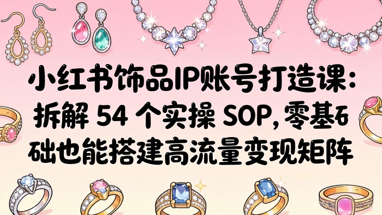 小红书饰品IP账号打造课：拆解 54 个实操 SOP，零基础也能搭建高流量变现矩阵-创学资源站