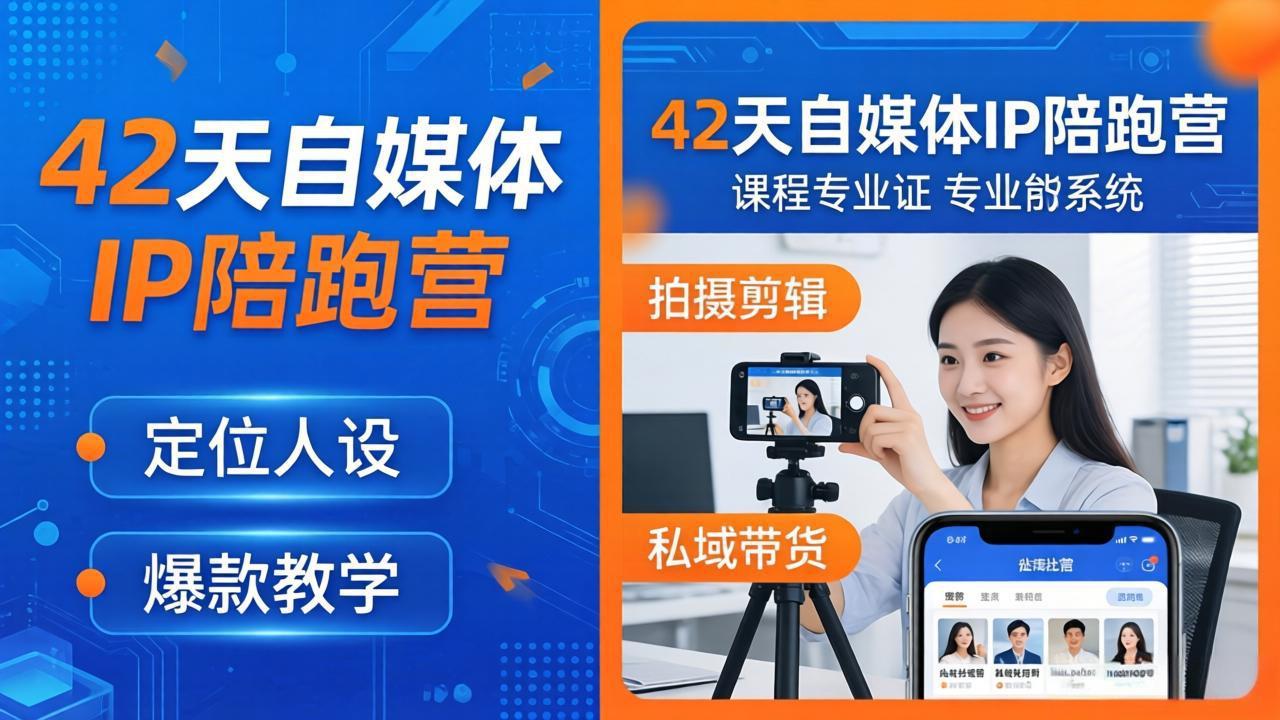 42天自媒体IP陪跑营-26年4月19更新：定位人设爆款全教学，拍摄剪辑私域带货一站式落地-创学资源站