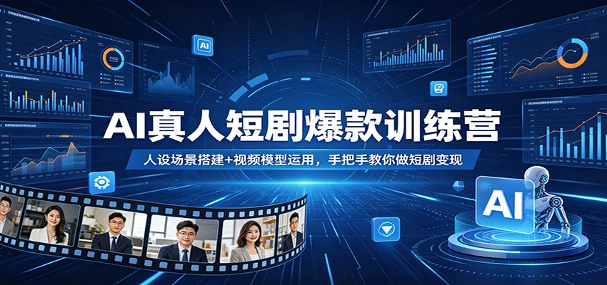 AI真人短剧爆款训练营：人设场景搭建+视频模型运用，手把手教你做短剧变现-创学资源站