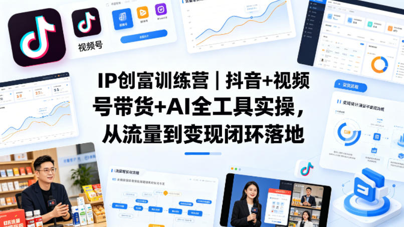 IP创富训练营｜抖音+视频号带货+AI全工具实操，从流量到变现闭环落地-创学资源站
