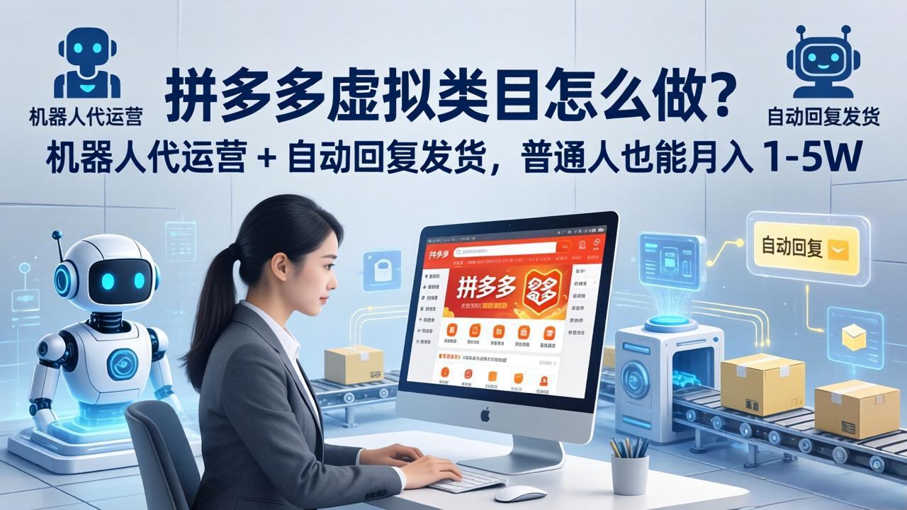 拼多多虚拟类目怎么做？机器人代运营 + 自动回复发货，普通人也能月入 1-5W-创学资源站