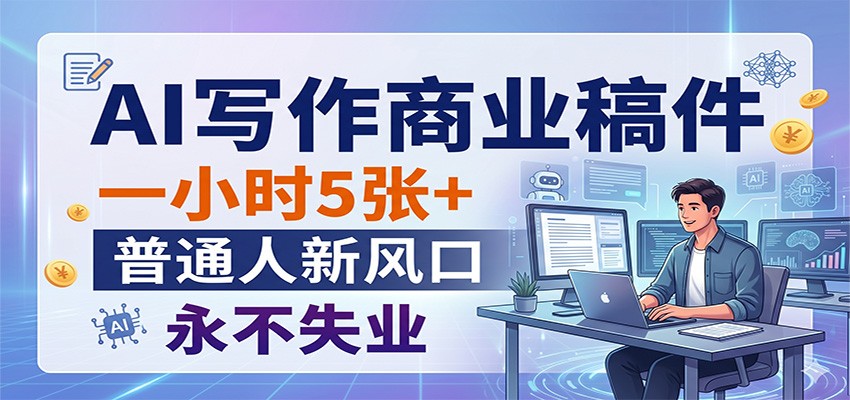 AI写作商业稿件，一小时5张+，普通人新风口，永不失业-创学资源站