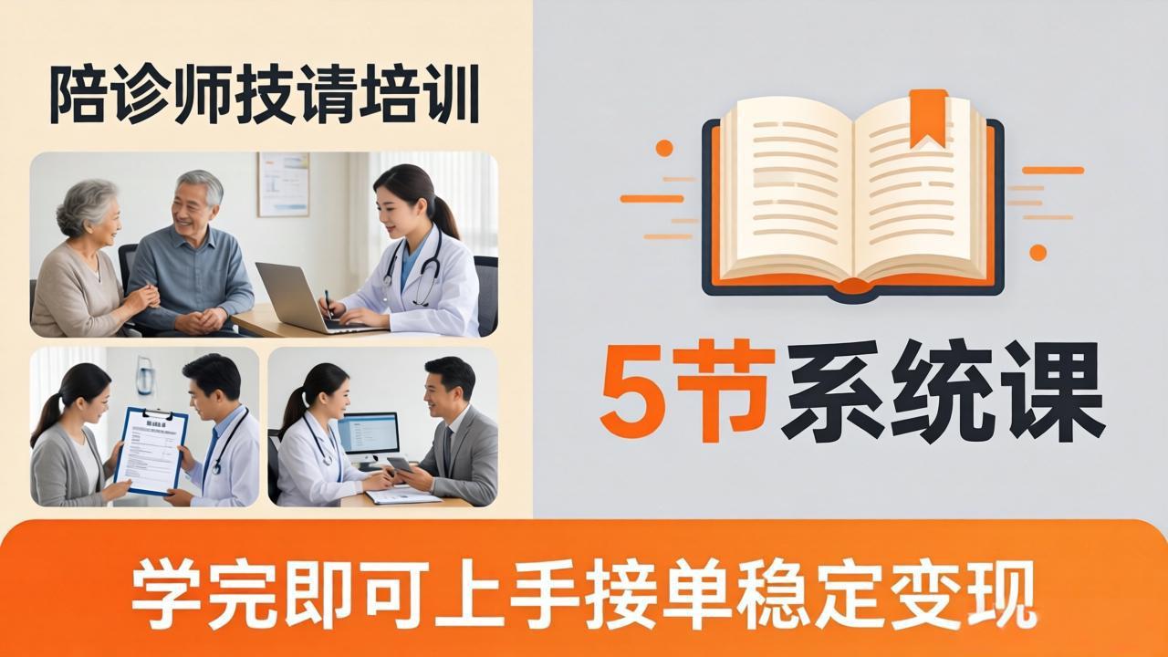 想做陪诊师不知从何下手？5节系统课教你掌握核心技能，学完即可上手接单稳定变现-创学资源站