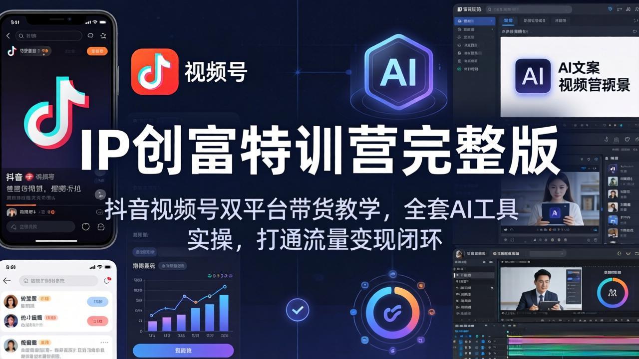 IP创富特训营完整版：抖音视频号双平台带货教学，全套AI工具实操，打通流量变现闭环-创学资源站
