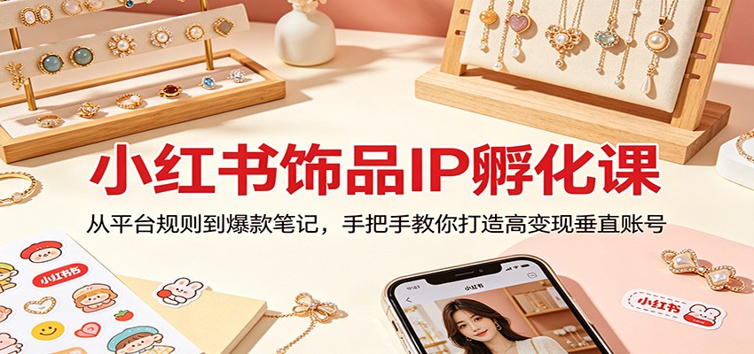 小红书饰品IP孵化课：从平台规则到爆款笔记，手把手教你打造高变现垂直账号-创学资源站