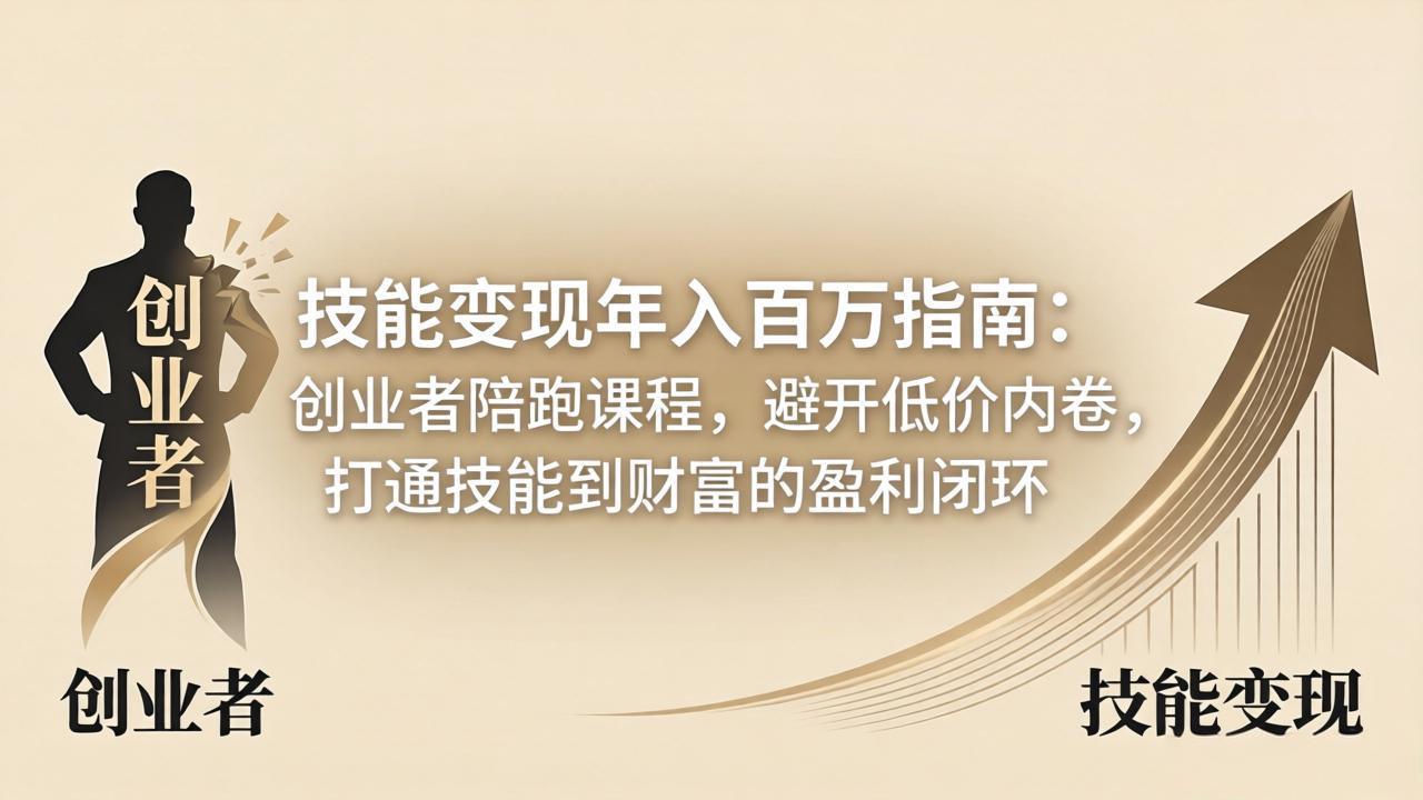 技能变现年入百万指南：创业者陪跑课程，避开低价内卷，打通技能到财富的盈利闭环-创学资源站