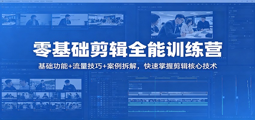 零基础剪辑全能训练营：基础功能+流量技巧+案例拆解，快速掌握剪辑核心技术-创学资源站