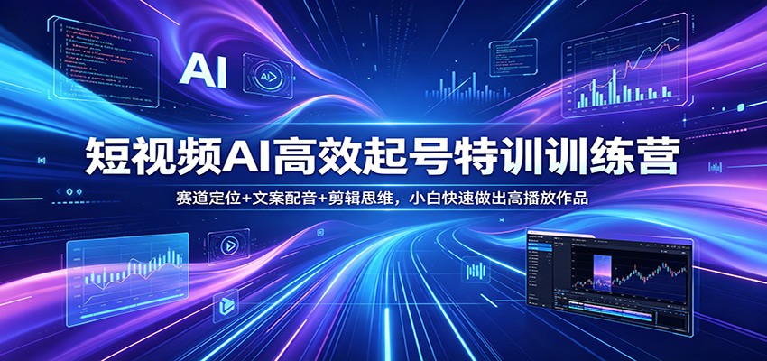 短视频AI高效起号特训训练营：赛道定位+文案配音+剪辑思维，小白快速做出高播放作品-创学资源站