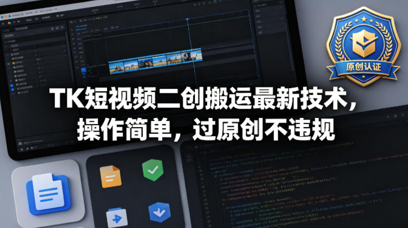 TK短视频二创搬运最新技术，操作简单，过原创不违规-创学资源站