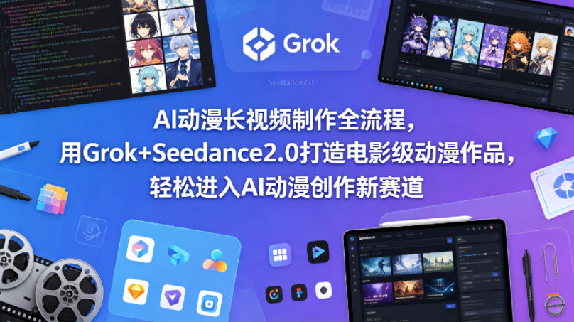 AI动漫长视频制作全流程，用Grok+Seedance2.0打造电影级动漫作品，轻松进入AI动漫创作新赛道-创学资源站
