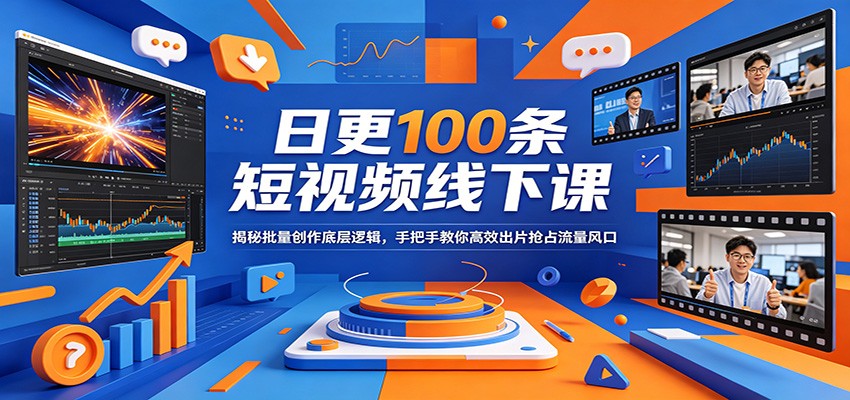 日更100条短视频线下课：揭秘批量创作底层逻辑，手把手教你高效出片抢占流量风口-创学资源站