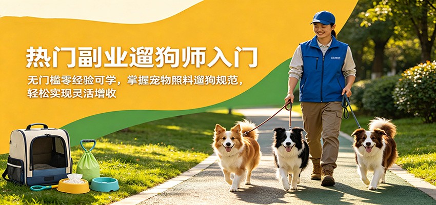 热门副业遛狗师入门，无门槛零经验可学，掌握宠物照料遛狗规范，轻松实现灵活增收-创学资源站