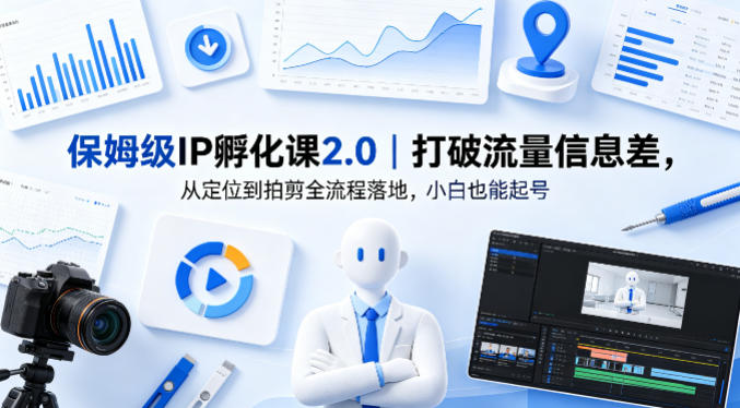 保姆级IP孵化课2.0｜打破流量信息差，从定位到拍剪全流程落地，小白也能起号-创学资源站