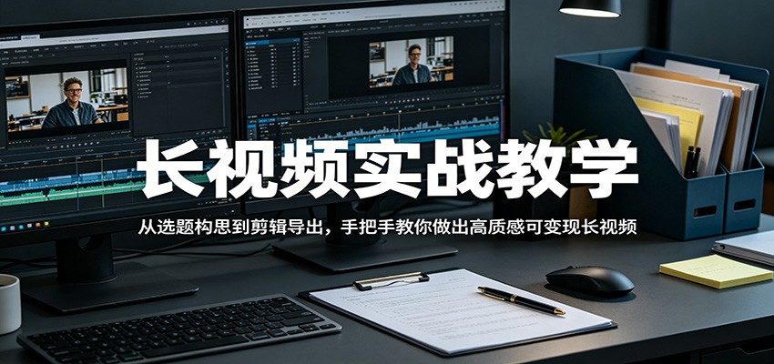 长视频实战教学，从选题构思到剪辑导出，手把手教你做出高质感可变现长视频-创学资源站