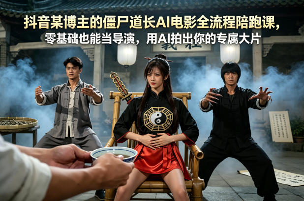 抖音某博主的僵尸道长AI电影全流程陪跑课，零基础也能当导演，用AI拍出你的专属大片-创学资源站