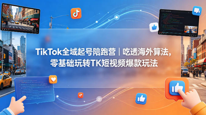TikTok全域起号陪跑营｜吃透海外算法，零基础玩转TK短视频爆款玩法-创学资源站