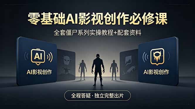 零基础AI影视创作必修课，全套僵尸系列实操教程加配套资料，全程答疑带你独立完整出片-创学资源站