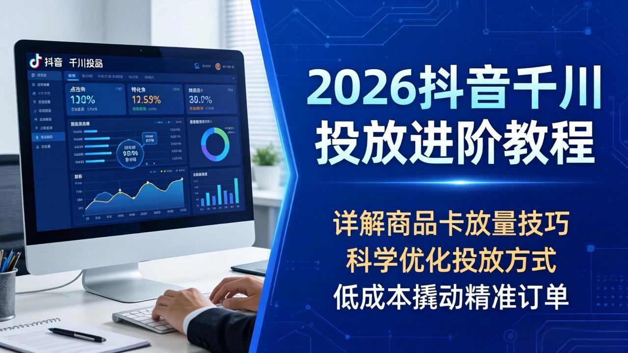 2026抖音千川投放进阶教程，详解商品卡放量技巧，科学优化投放方式，低成本撬动精准订单-创学资源站