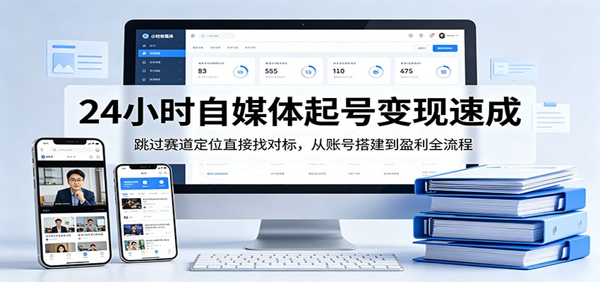 24小时自媒体起号变现速成，跳过赛道定位直接找对标，从账号搭建到盈利全流程-创学资源站