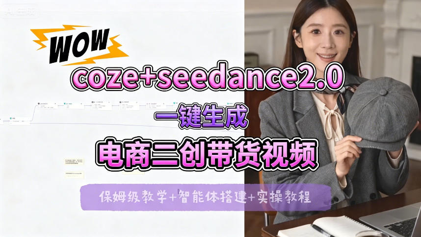 【Coze工作流搭建实操教程】seedance2.0+coze一键生成电商二创带货视频，全流程保姆级教学-创学资源站