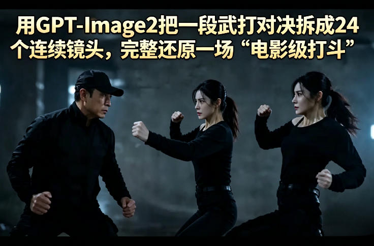 用GPT-Image2把一段武打对决拆成24个连续镜头，完整还原一场“电影级打斗”-创学资源站