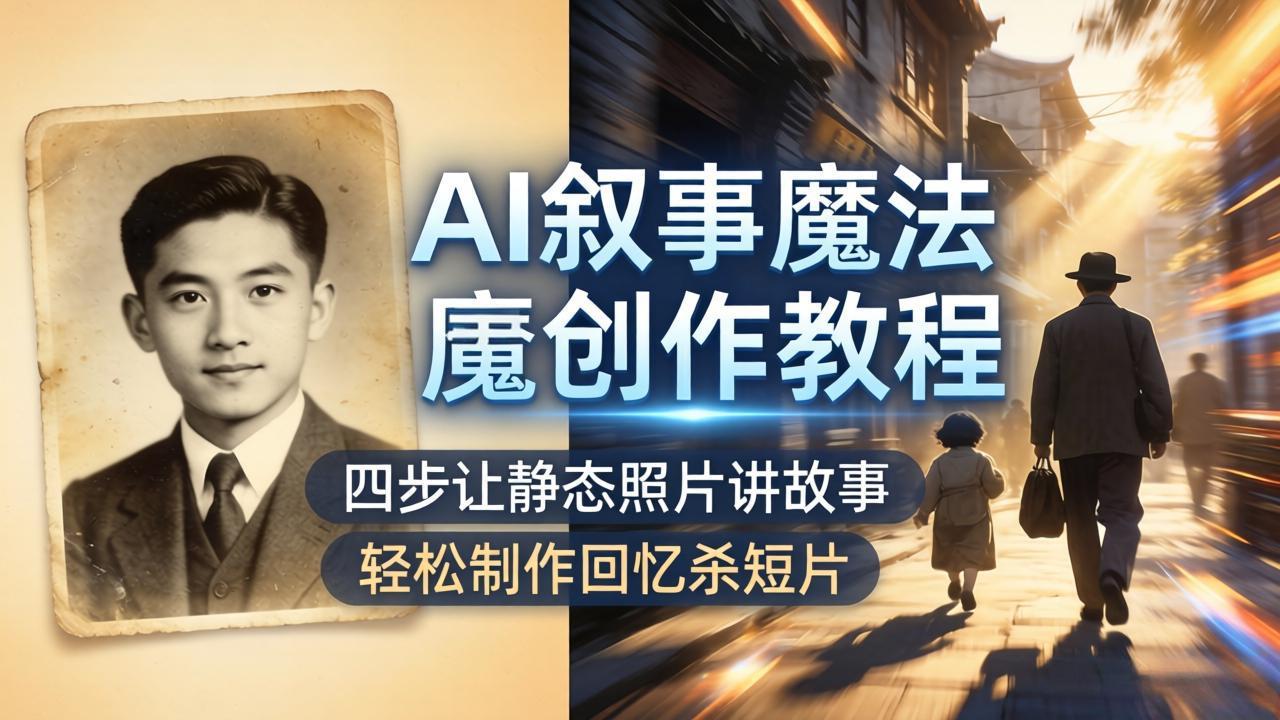 AI叙事魔法创作教程，四步让静态照片讲故事，老照片修复加动态特效，轻松制作回忆杀短片-创学资源站