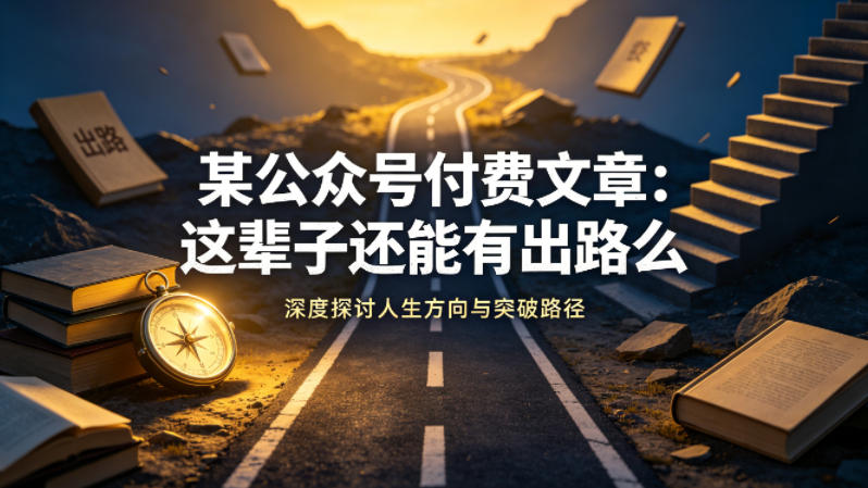 某公众号付费文章：这辈子还能有出路么-创学资源站