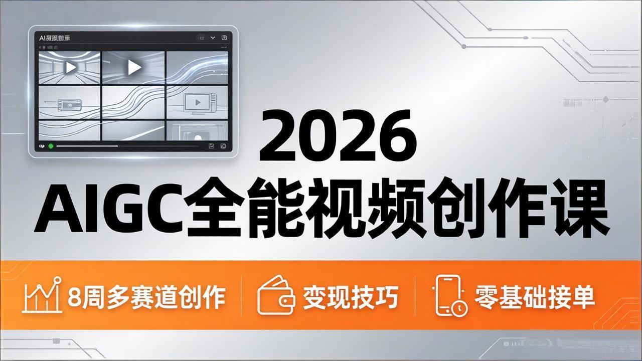 2026AIGC全能视频创作课，8周吃透多赛道创作+变现，零基础也能高效出片接单-创学资源站