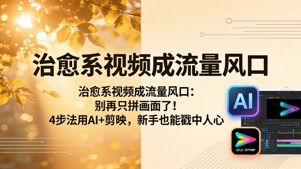 治愈系视频成流量风口：别再只拼画面了！4步法用AI+剪映，新手也能戳中人心-创学资源站