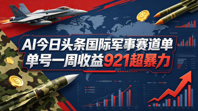 AI今日头条国际军事赛道，单号一周收益921，超暴力-创学资源站